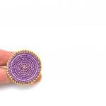 Purple Bead Embroidered Ring
