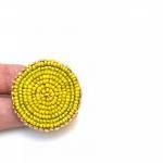 Chartreuse Bead Embroidered Ring
