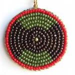 Bead Embroidered Red, Gold Olive And Purple..