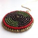 Bead Embroidered Red, Gold Olive And Purple..