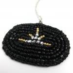 Sunset. Black Gold And Silver Faceted Bead..